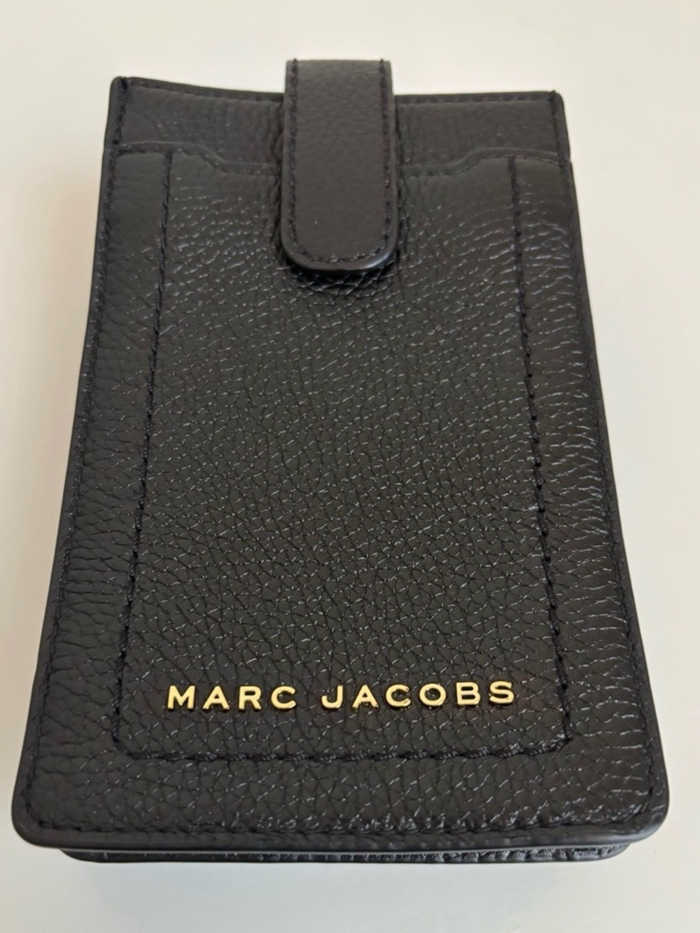 Marc Jacobs Black Pebbled Leather Card Slot Phone Case with Snap